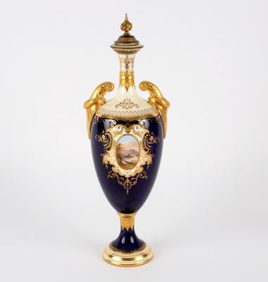 Appraisal: A large Coalport two-handled vase and cover circa with small