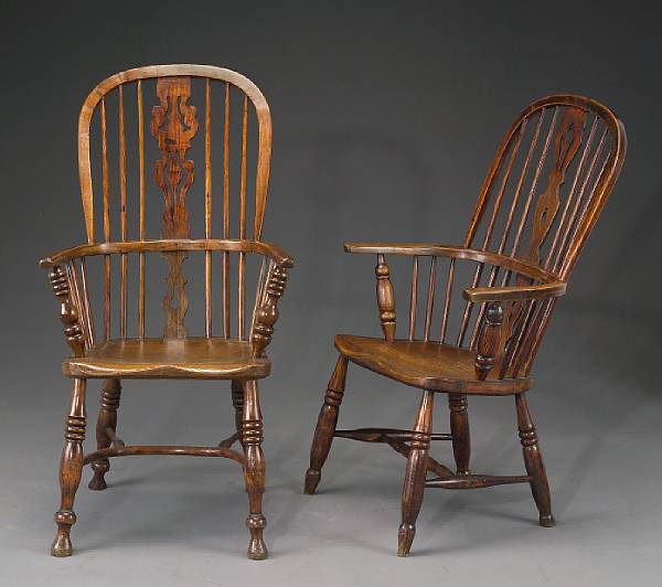 Appraisal: A harlequin set of two Thames Valley Windsor chairs th