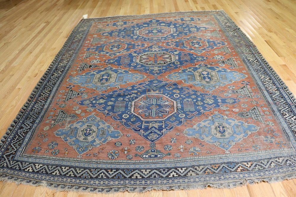 Appraisal: Antique And Finely Hand Woven Kazak Style Carpet Nice design