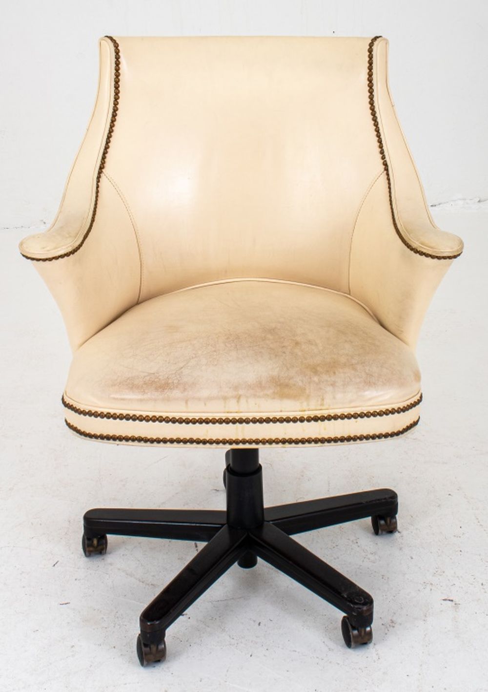 Appraisal: MODERN WHITE LEATHER DESK CHAIR Century Furniture modern contemporary adjustable