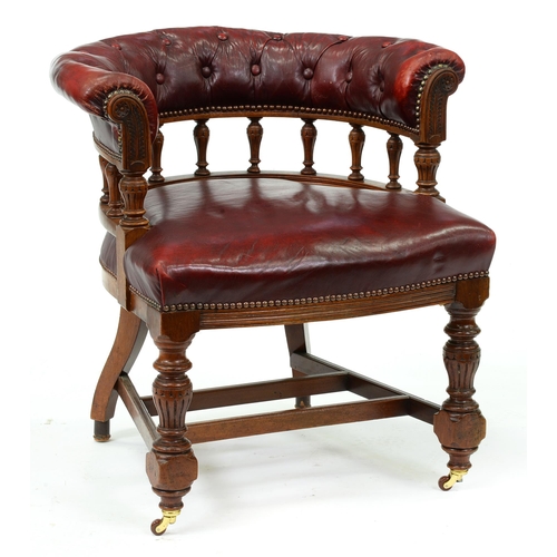 Appraisal: A Victorian walnut chair in close nailed buttoned red leather