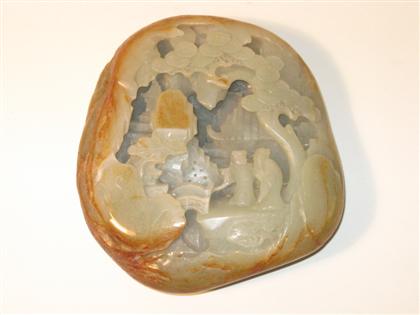 Appraisal: Chinese celadon jade and brown skin boulder th century