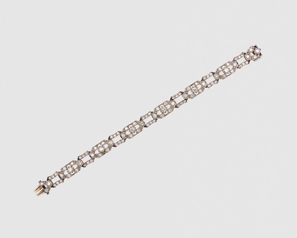 Appraisal: LAMBERT BROS Platinum and Diamond Bracelet LAMBERT BROS Platinum and