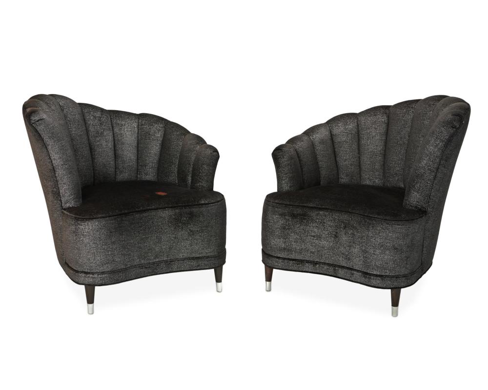 Appraisal: A pair of Art Deco-style lounge chairs st Century Each