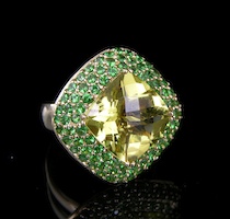 Appraisal: La Bella Lemon Citrine Tsavorite k Gold Ring k yellow