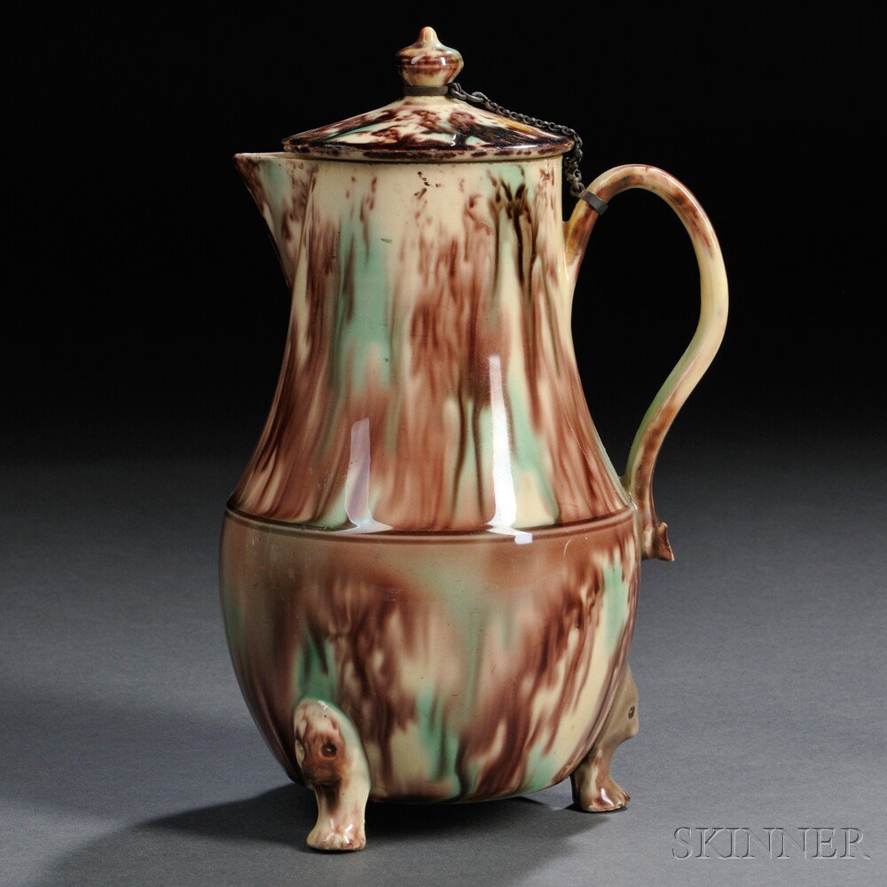 Appraisal: Staffordshire Cream-colored Earthenware Jug and Cover England c attributed to