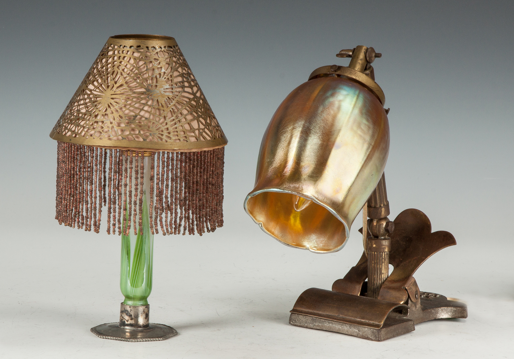 Appraisal: Two Tiffany Lamps Both early th cent Tiffany candlestick lamp