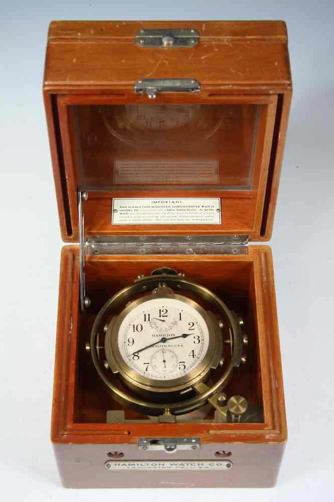 Appraisal: BOXED CHRONOMETER - Model Hamilton Mounted Chronometer Watch in original