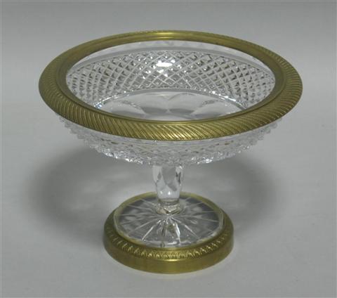 Appraisal: GILT BRONZE MOUNTED CRYSTAL COMPOTE In the Empire style the