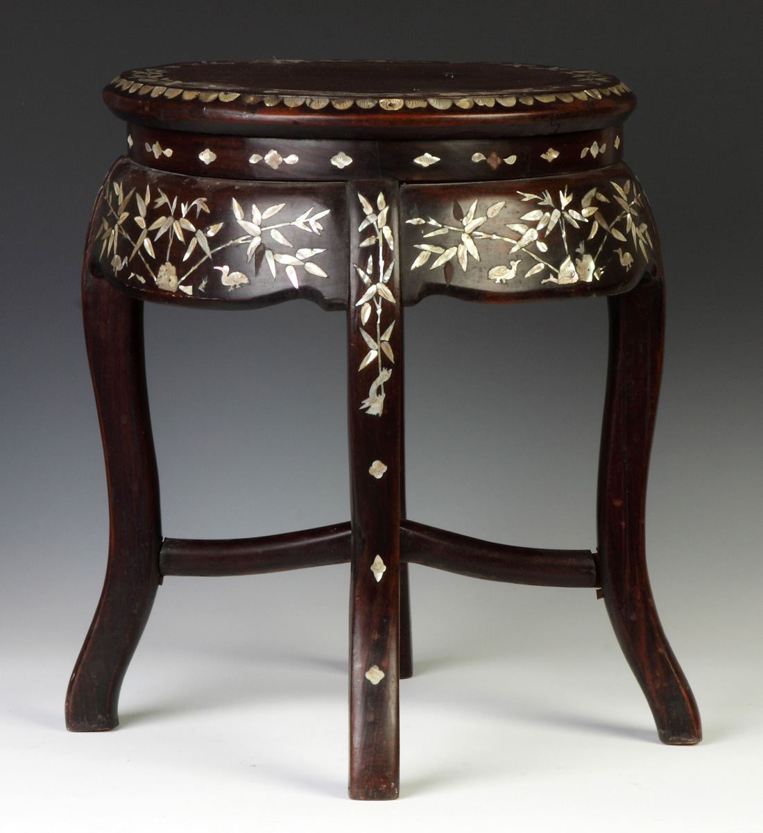 Appraisal: Chinese Hardwood Stand w Mother of Pearl Inlay