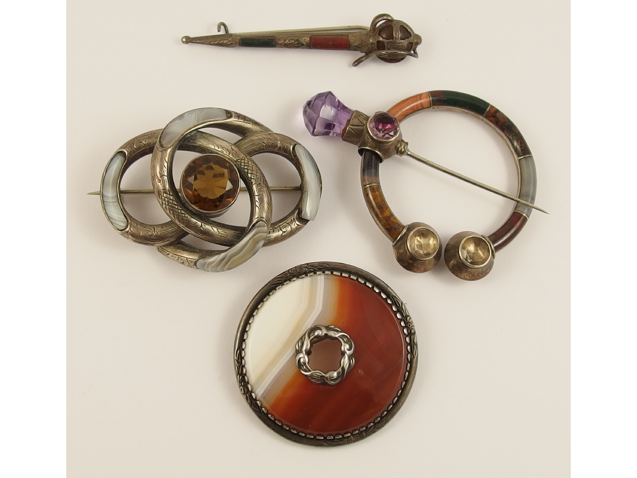 Appraisal: A good example of a Scottish plaid broochset with a