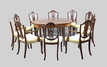 Appraisal: A Hepplewhite Style Mahogany Banquet Table and Ten Dining Chairs