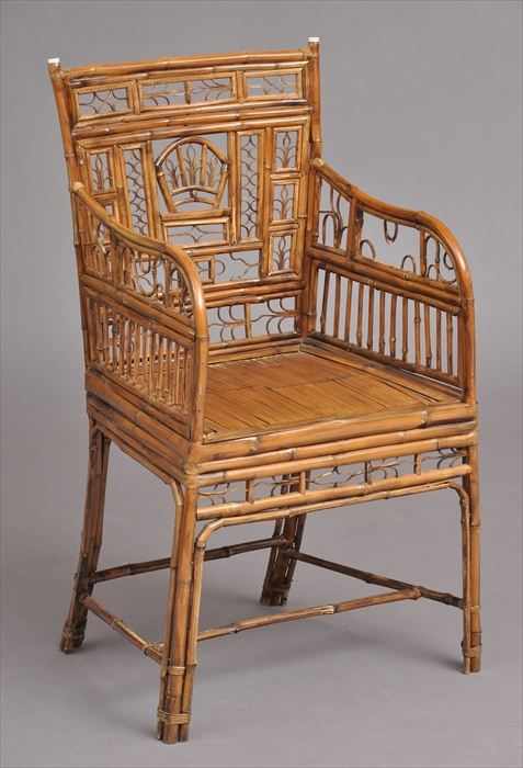 Appraisal: CHINESE EXPORT-STYLE BAMBOO ARMCHAIR x x in