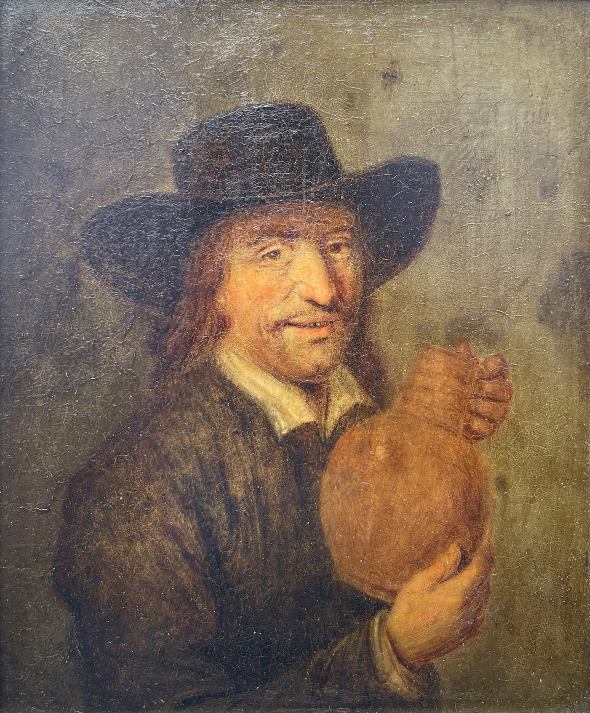 Appraisal: EARLY DUTCH PAINTING OF A MAN HOLDING A JUG Oil