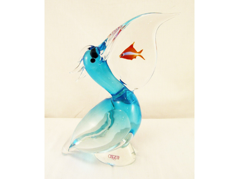 Appraisal: Oggetti Italian Handblown Glass Pelican Hand blown glass pelican form