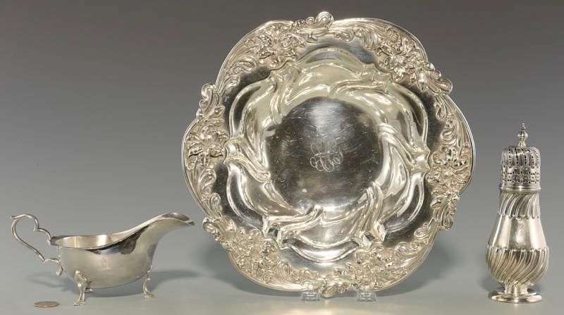 Appraisal: Sterling Caster Sauceboat Bowl st item American Art Nouveau sterling