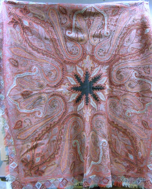 Appraisal: Kashmir Paisley Shawl th century embroidered and pieced with reds