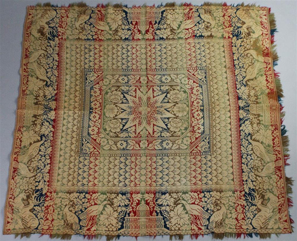 Appraisal: ANTIQUE PENNSYLVANIA FIVE COLOR TIED BIEDERWAND JACQUARD WOOL AND COTTON