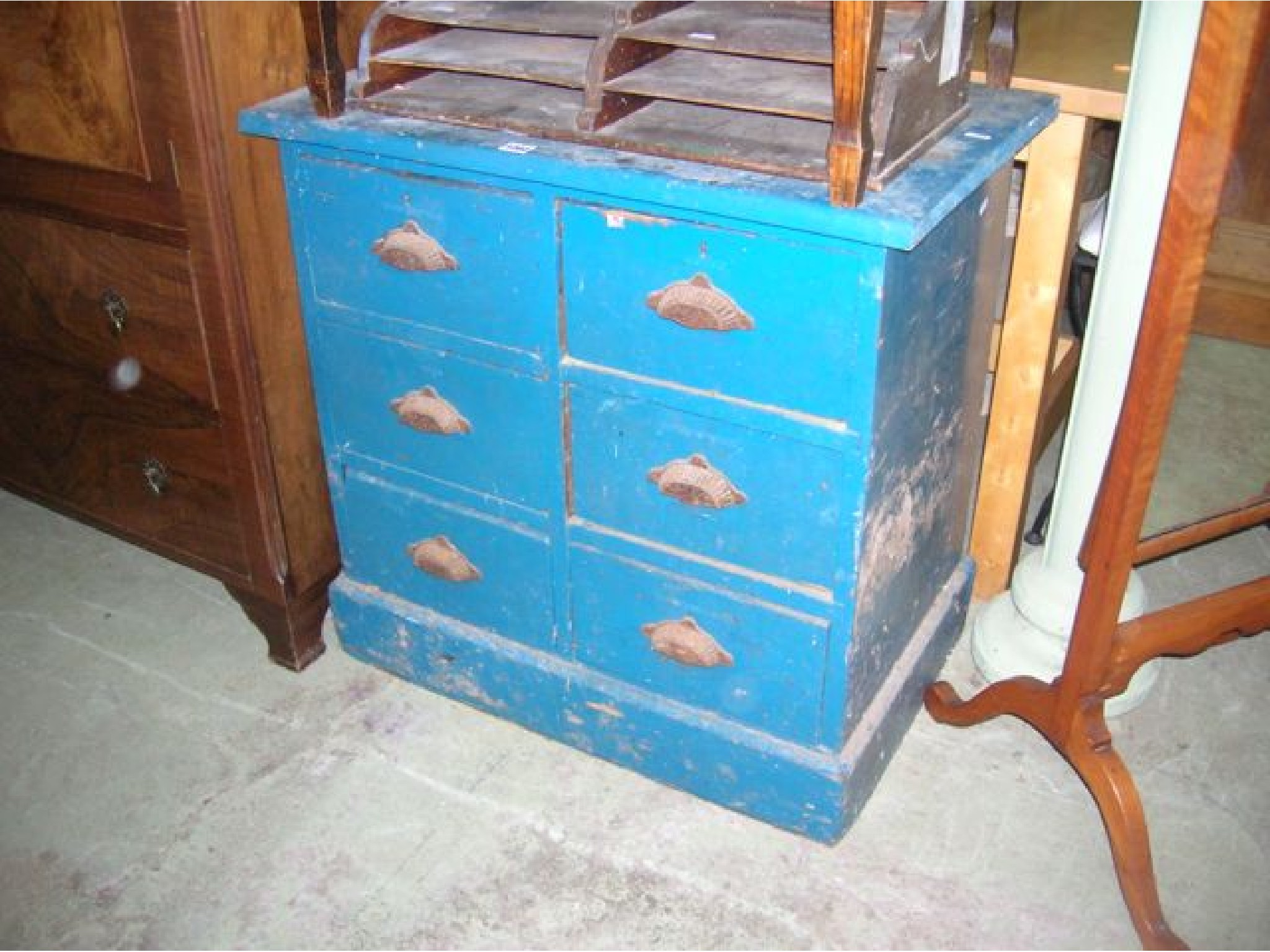 Appraisal: A small Victorian painted pine chest of six drawers with