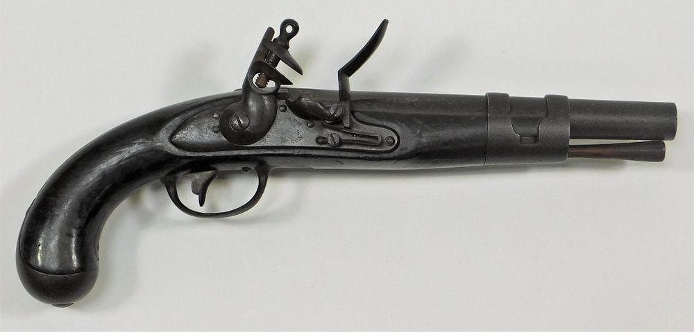 Appraisal: Model Navy Flintlock Pistol United States C - bore walnut