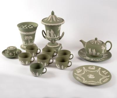 Appraisal: A group of Wedgwood green jasperware items to include two