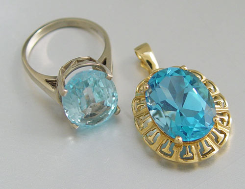 Appraisal: CT BLUE TOPAZ ENHANCER PENDANT AND CT TOPAZ RING K