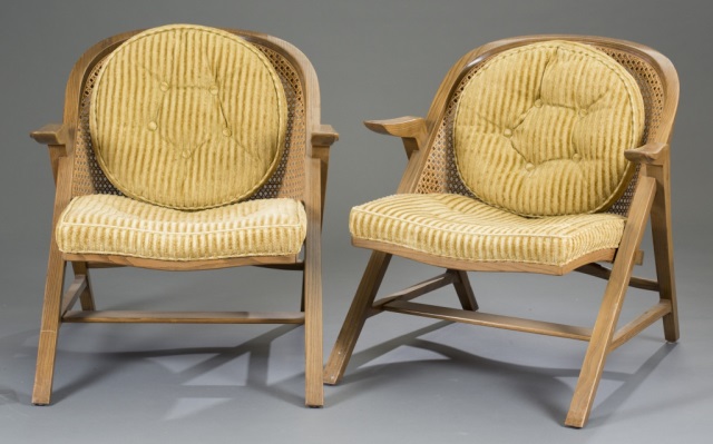 Appraisal: Pair of Edward Wormley Janus Collection Armchairs Bent ash with