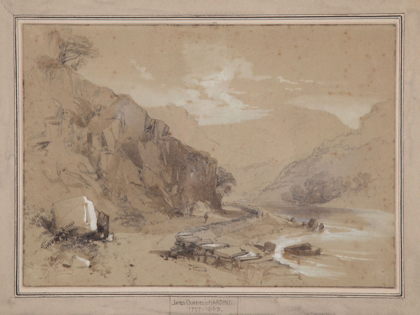 Appraisal: James Harding Landscape with River ink wash James Duffield Harding