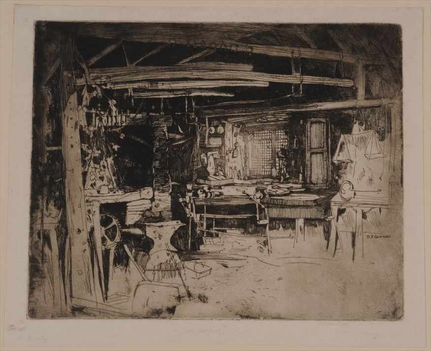 Appraisal: DAVID Y CAMERON - THE SMITHY Etching x in plate