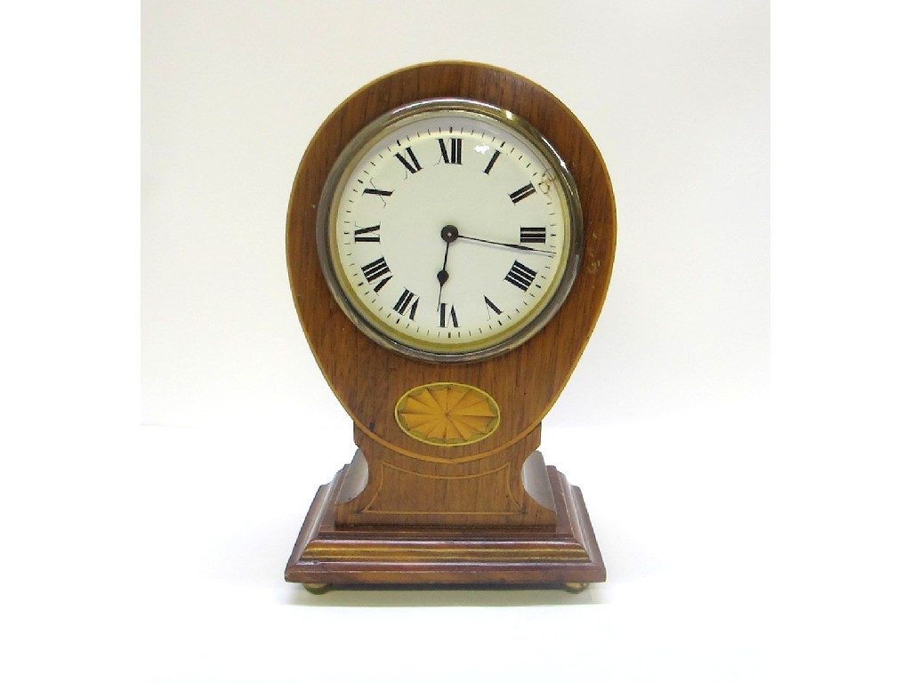 Appraisal: Edwardian mahogany inlaid mantle clock