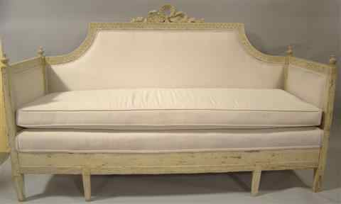 Appraisal: SWEDISH GUSTAVIAN SETTEE LATE TH CENTURY newly recovered in off-white