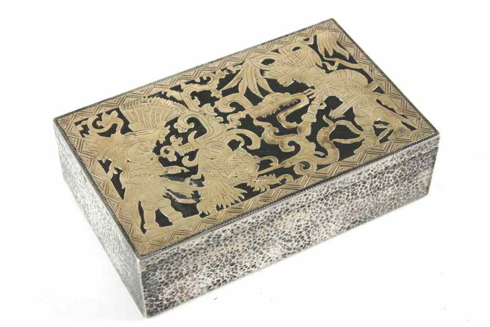 Appraisal: SILVER GOLD MEXICAN JEWELRY BOX - Oblong Box marked silver