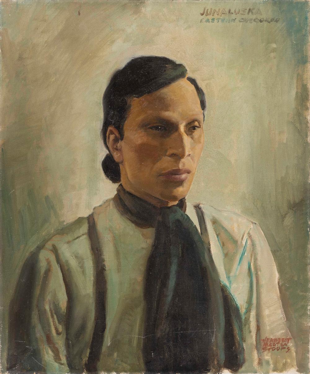 Appraisal: HERBERT MORTON STOOPS AMERICA - PORTRAIT OF JUNALUKSA OIL ON