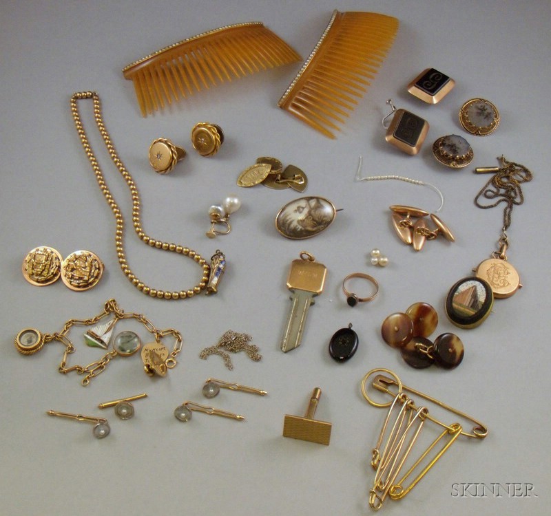 Appraisal: Group of Assorted Mostly Gold Estate Jewelry including a pair