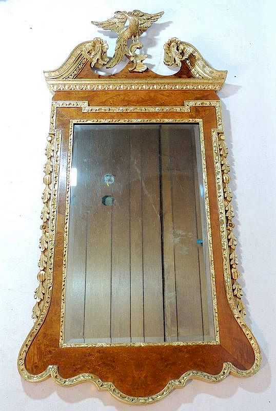 Appraisal: Federal-style Constitution Mirror La Barge Italy Burled Walnut with gilt-carved