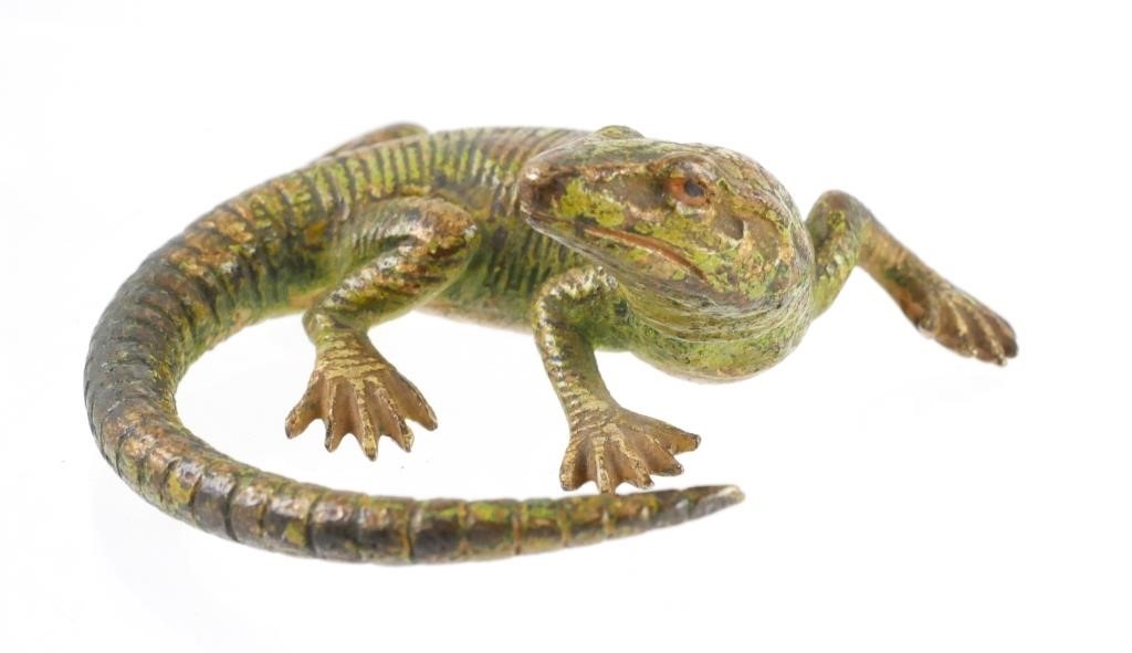 Appraisal: Antique highly detailed Viennese bronze of a lizard in the