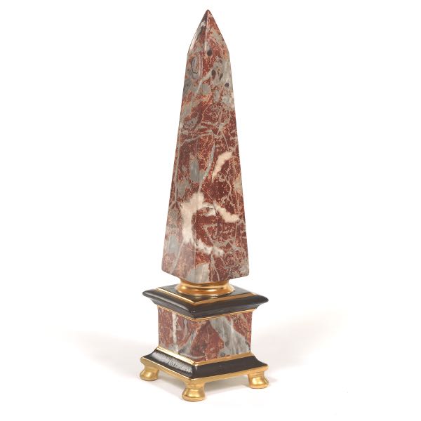 Appraisal: FAUX MARBLE AND FAUX BRONZE PORCELAIN OBELISK x x Classical