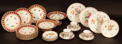 Appraisal: A Copeland part dessert service painted birds in colour within