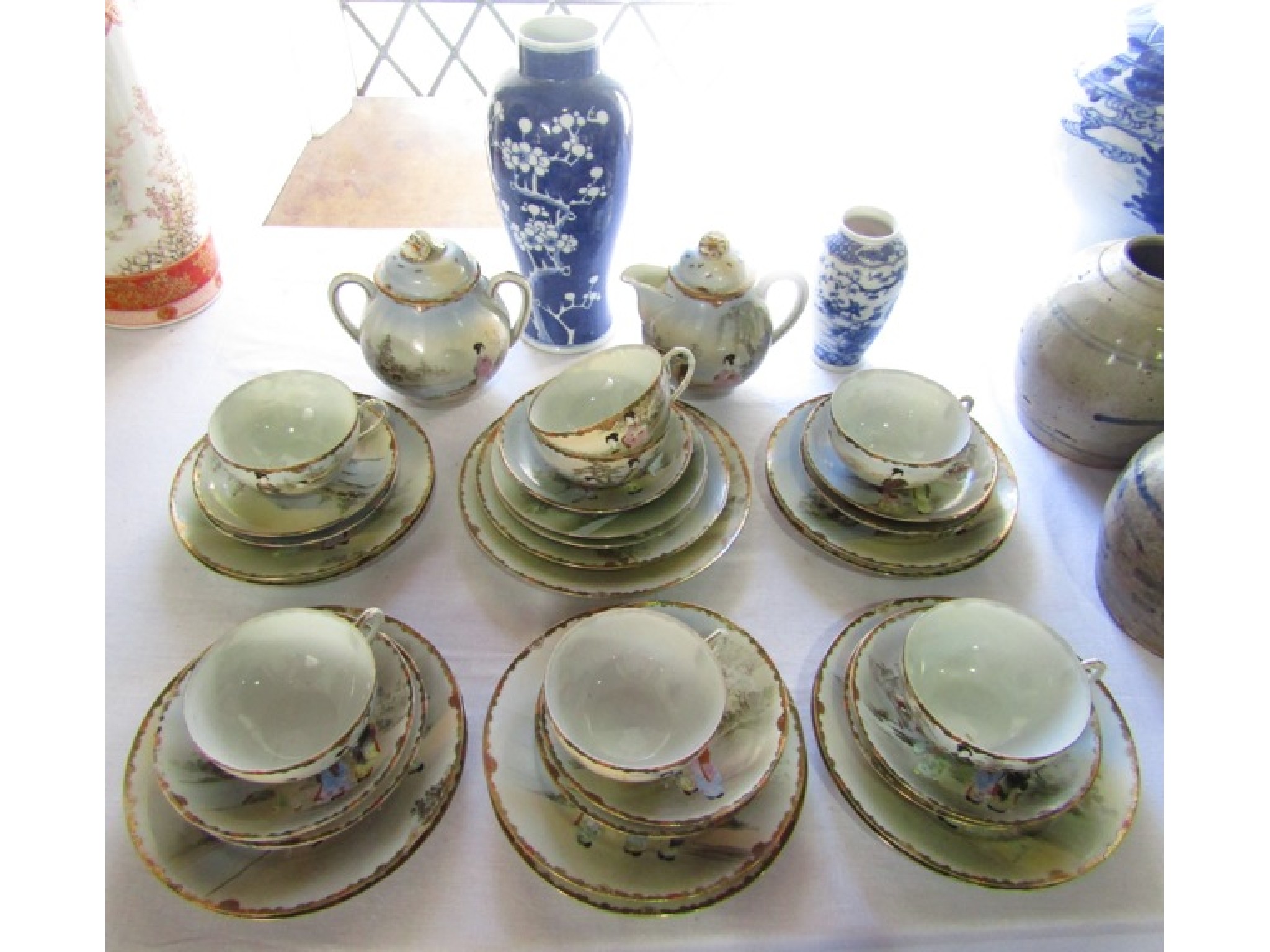 Appraisal: A collection of Japanese eggshell porcelain tea wares comprising covered