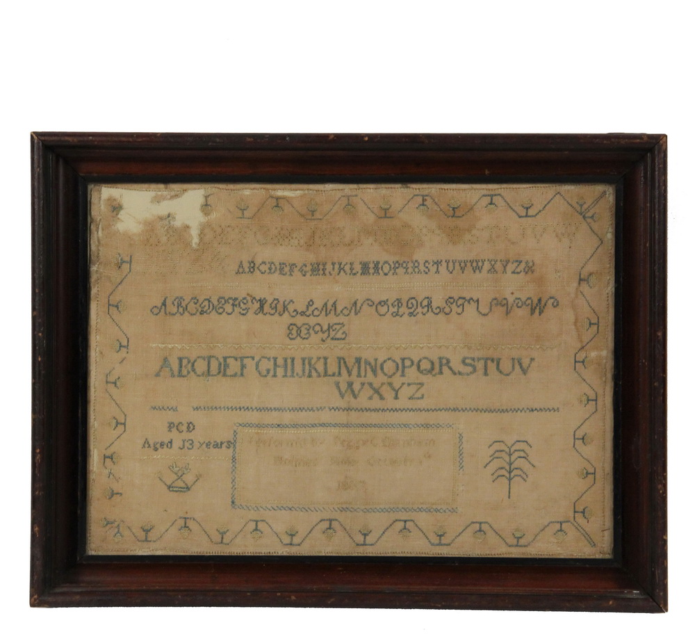 Appraisal: EARLY MARTHA'S VINEYARD SAMPLER - Alphabet Sampler silk on fine