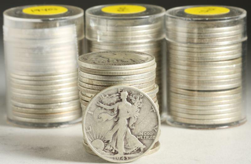 Appraisal: Four Rolls s Walking Liberty Half Dollars mixed dates and