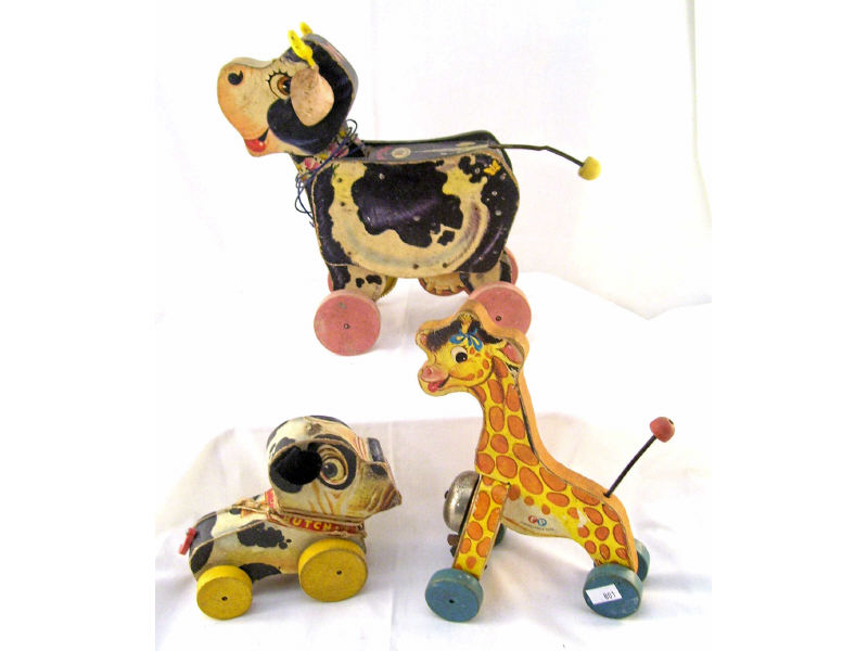 Appraisal: Fisher Price Pull Toys Includes Moo-cow working measures high Butch