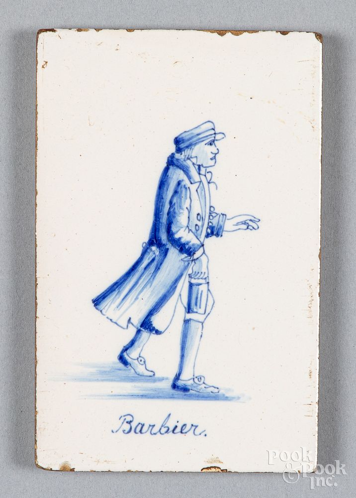 Appraisal: Barbier Barber occupational delft tile th c Barbier Barber occupational