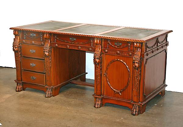 Appraisal: A George III style mahogany partner's desk th century height