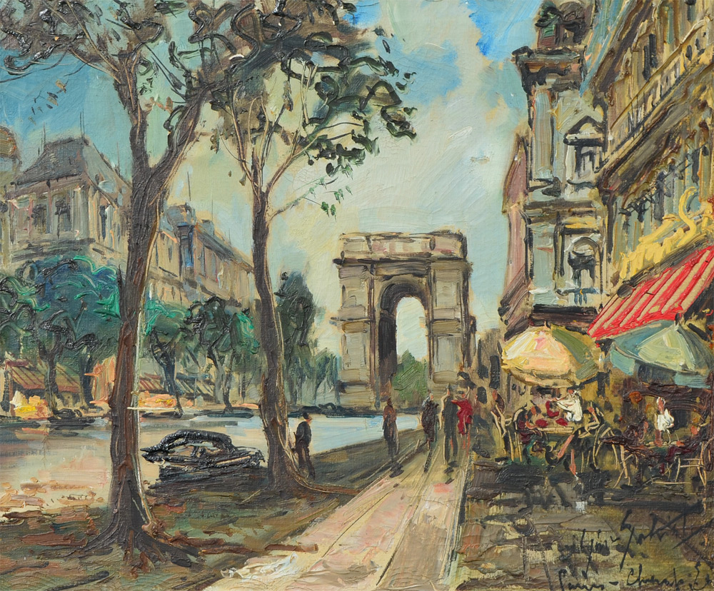 Appraisal: SALVIATI Gino Italian th Century Paris Champs-Elysees Street Scene Oil