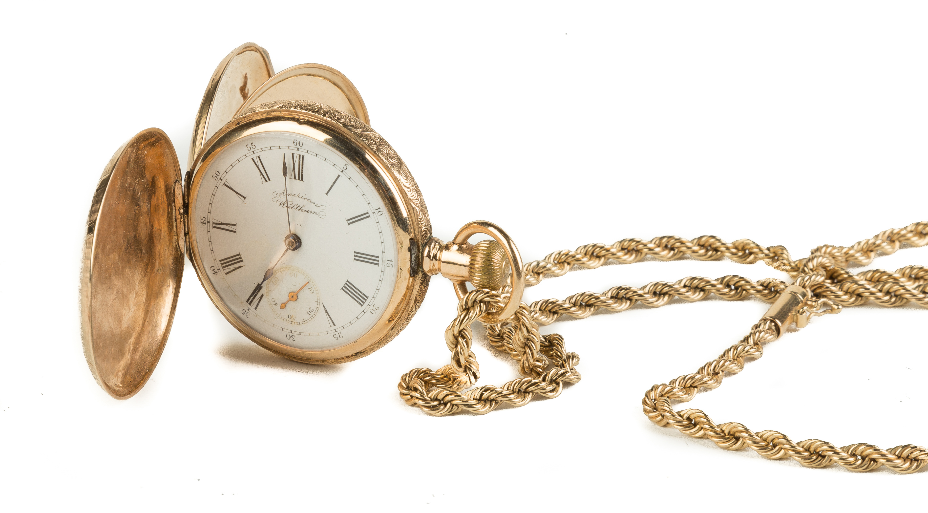 Appraisal: Waltham K Gold Pocket Watch Movement dwt K gold chain