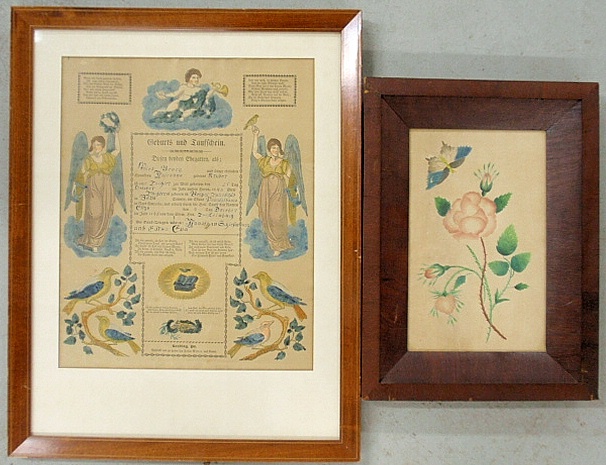 Appraisal: - Hand colored print fraktur birth certificate Elizabeth Beny Oct