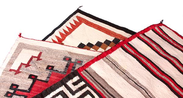 Appraisal: Three Navajo rugs size approximately in x in in x