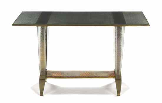 Appraisal: A French Art Deco Acid Etched Glass and Bronze Table