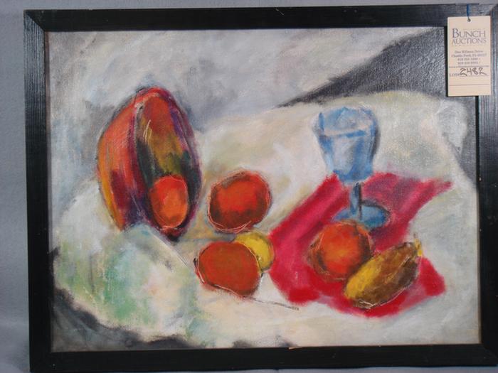 Appraisal: Annette Dufresne b o c Still Life with Wine Glass